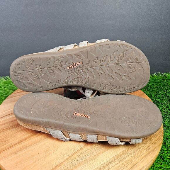 Taos Leather Premier Sandals Women's Size US 9 Gray Open Toe Straps Slides - Picture 10 of 11